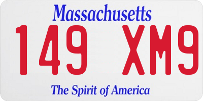 MA license plate 149XM9
