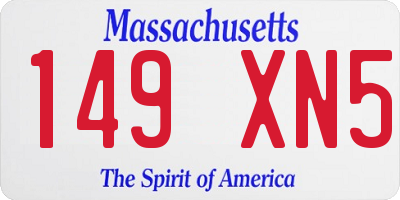 MA license plate 149XN5