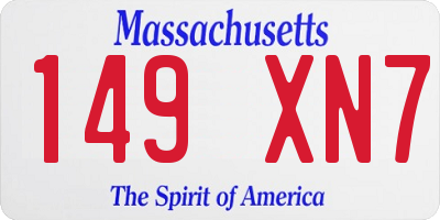 MA license plate 149XN7