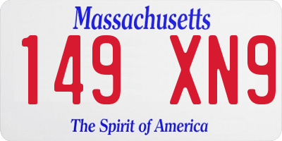 MA license plate 149XN9