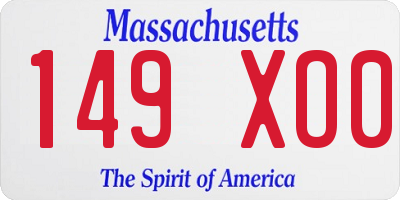 MA license plate 149XO0