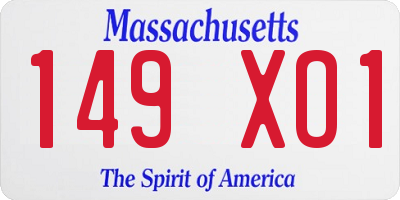 MA license plate 149XO1