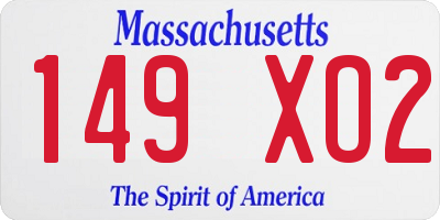 MA license plate 149XO2
