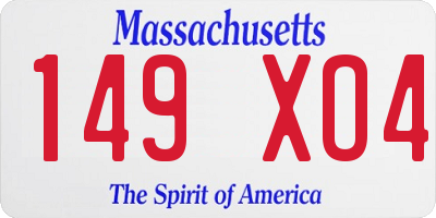 MA license plate 149XO4