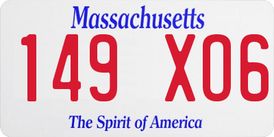 MA license plate 149XO6