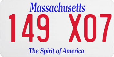 MA license plate 149XO7