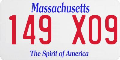 MA license plate 149XO9