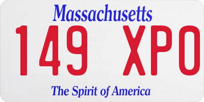 MA license plate 149XP0