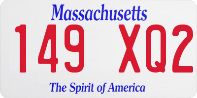 MA license plate 149XQ2