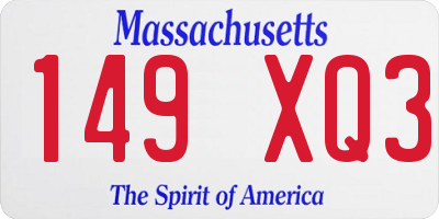 MA license plate 149XQ3