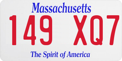 MA license plate 149XQ7