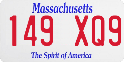 MA license plate 149XQ9