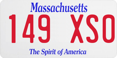MA license plate 149XS0