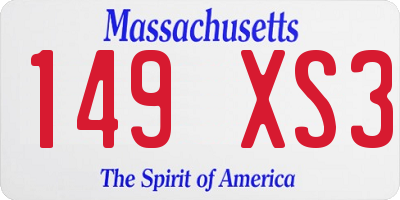 MA license plate 149XS3
