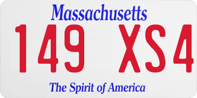 MA license plate 149XS4