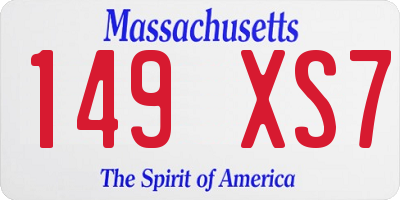 MA license plate 149XS7