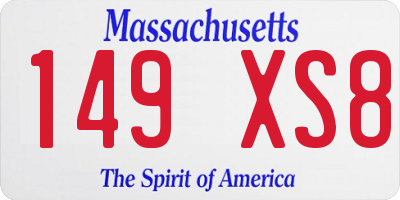 MA license plate 149XS8