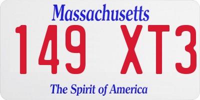 MA license plate 149XT3
