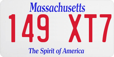 MA license plate 149XT7
