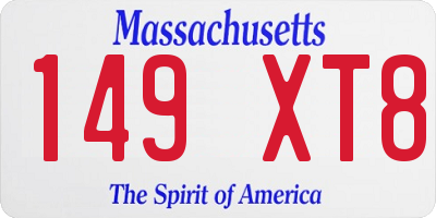 MA license plate 149XT8