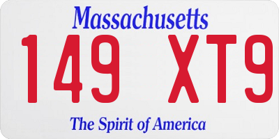 MA license plate 149XT9