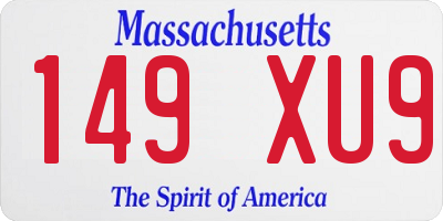 MA license plate 149XU9