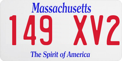 MA license plate 149XV2