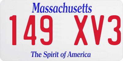 MA license plate 149XV3