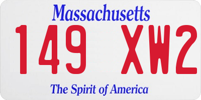 MA license plate 149XW2