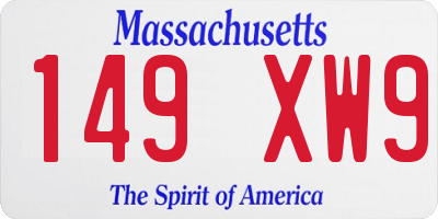 MA license plate 149XW9