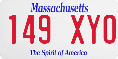 MA license plate 149XY0