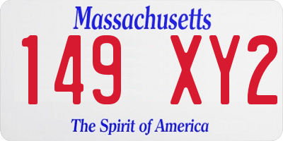 MA license plate 149XY2