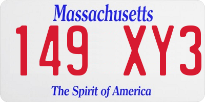 MA license plate 149XY3