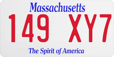 MA license plate 149XY7