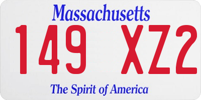 MA license plate 149XZ2