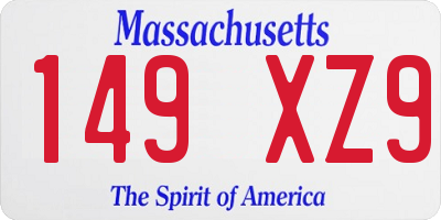 MA license plate 149XZ9