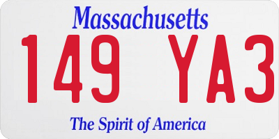 MA license plate 149YA3
