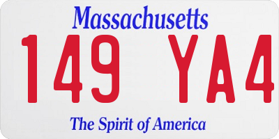 MA license plate 149YA4