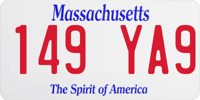 MA license plate 149YA9