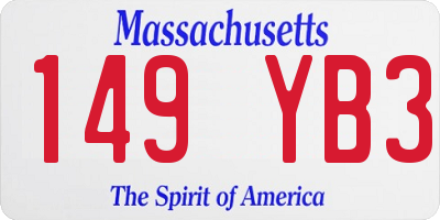 MA license plate 149YB3