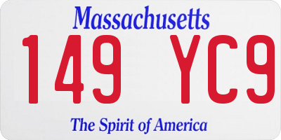 MA license plate 149YC9