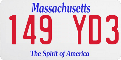 MA license plate 149YD3