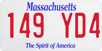 MA license plate 149YD4