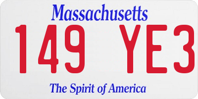 MA license plate 149YE3