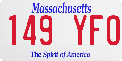 MA license plate 149YF0