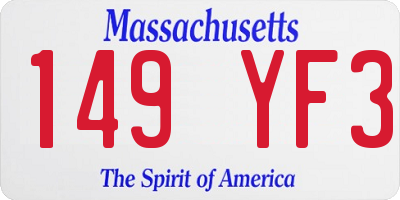 MA license plate 149YF3