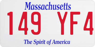 MA license plate 149YF4