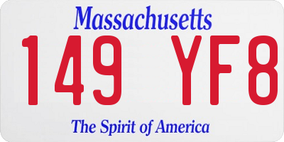 MA license plate 149YF8