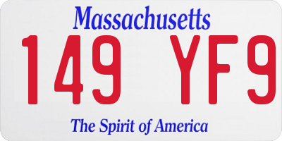 MA license plate 149YF9