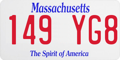MA license plate 149YG8